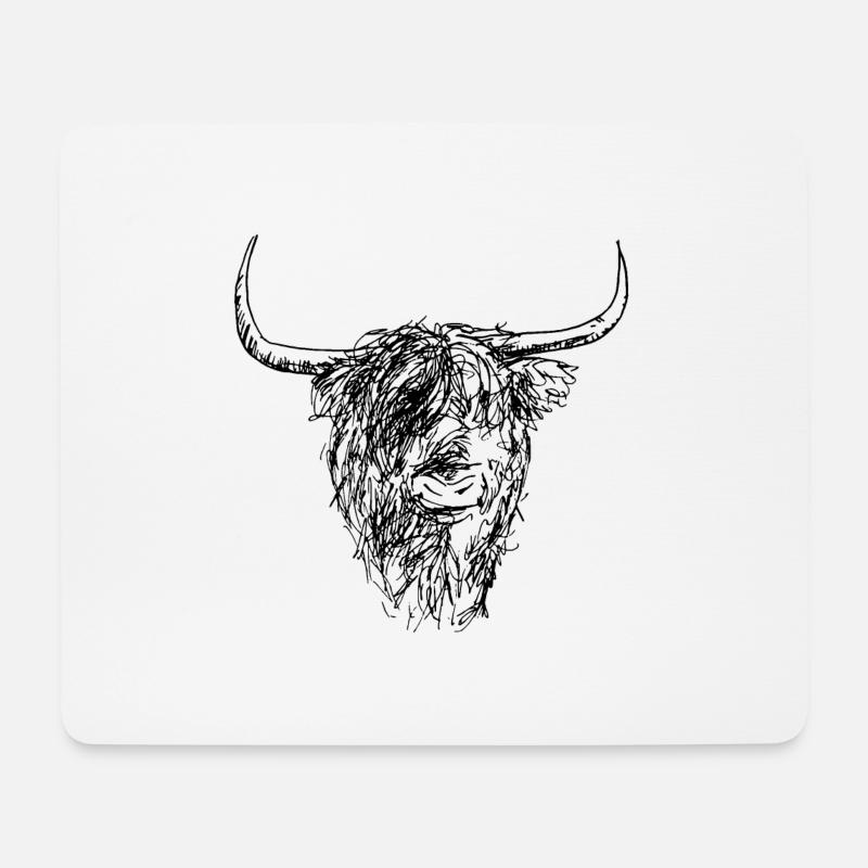 Scottish Highlander - Tuschezeichnung - Mousepad (Querformat) - Weiß