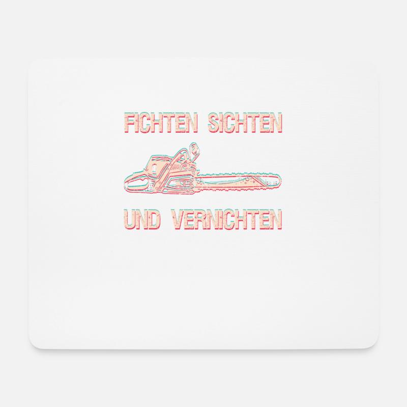 Fichten sichten und vernichten Holzfäller Geschenk - Mousepad (Querformat) - Weiß