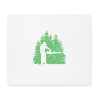 Ich bin dann mal im Wald Fichte Tanne Kettensägen - Mousepad (Querformat) - Weiß - Vorne