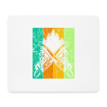Lumberjack Retro Design with Chainsaw Motor Saw - Mouse Pad (horizontal) - white - Front