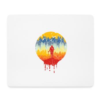 Wald Wanderer Nordic Walking Retro Geschenk - Mousepad (Querformat) - Weiß - Vorne