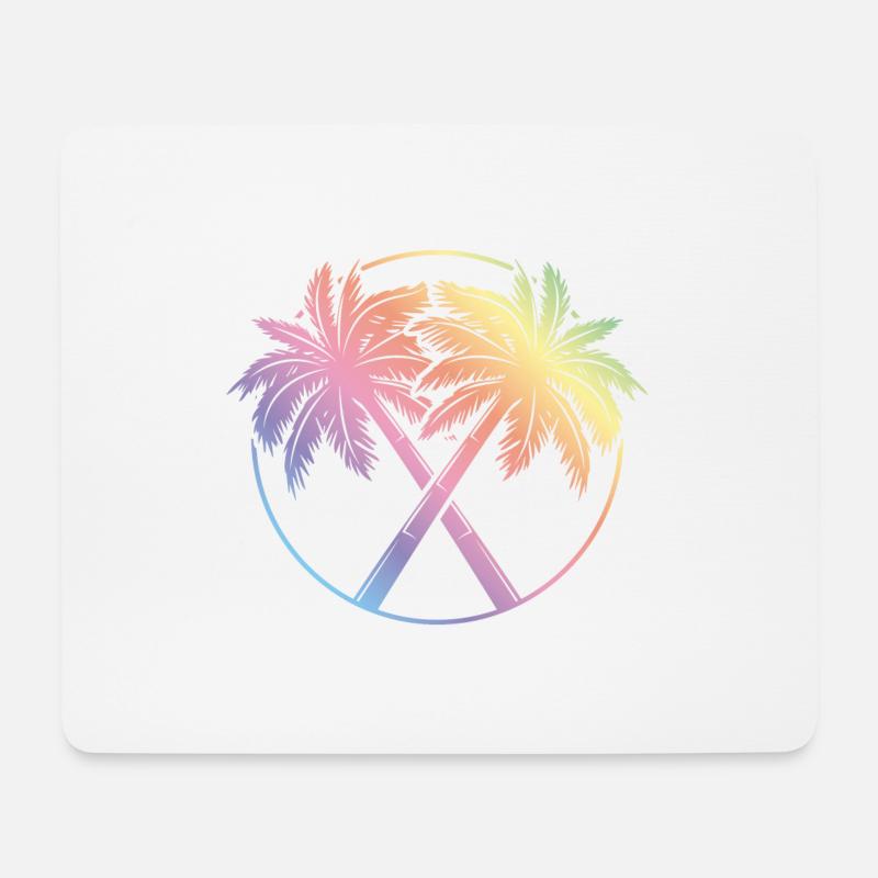 palme kreis bunt - Mousepad (Querformat) - Weiß