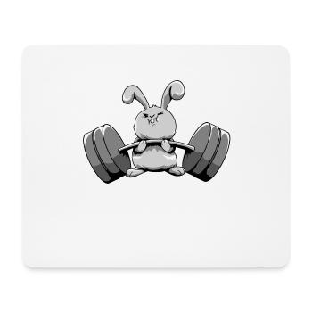 Funny Rabbit Weight Lifting Gym Workout - Mouse Pad (horizontal) - white - Front