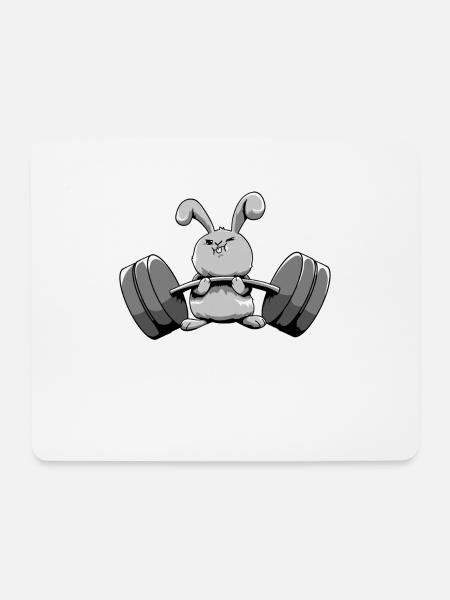 Funny Rabbit Gewichtheben Gym Workout Hase - Mousepad (Querformat) - Weiß