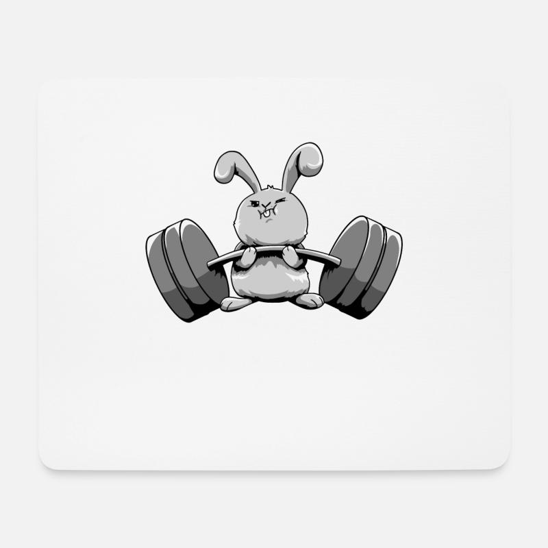Funny Rabbit Gewichtheben Gym Workout Hase - Mousepad (Querformat) - Weiß