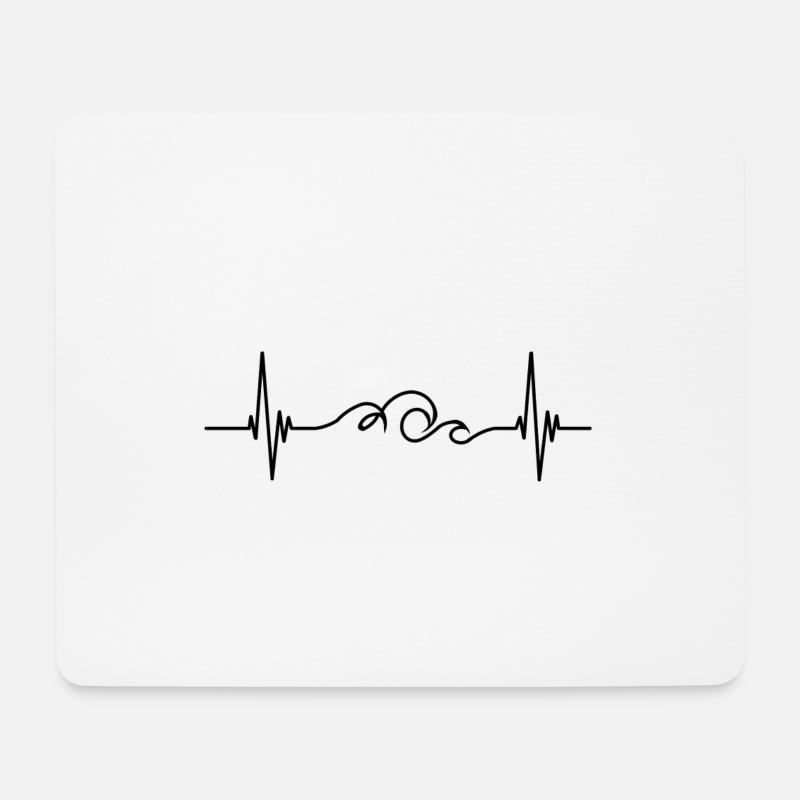 Surferin Welle EKG surfen Wellenreiten Geschenk - Mousepad (Querformat) - Weiß
