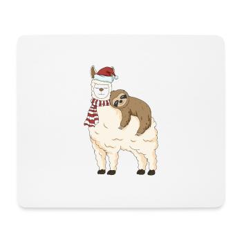 Alpaca Lama Gift with Sloth Winter Snow - Mouse Pad (horizontal) - white - Front