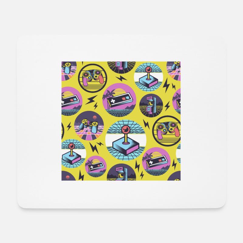 Retro Gaming Geek Gamer 80s - Mousepad (Querformat) - Weiß