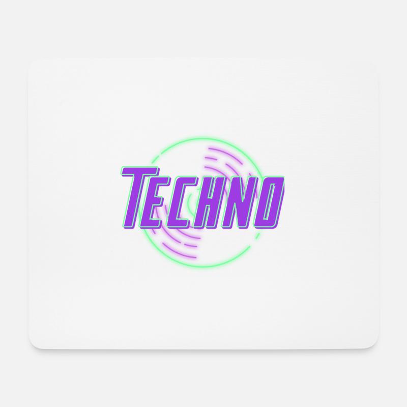 Techno Schallplatte Neon - Mousepad (Querformat) - Weiß