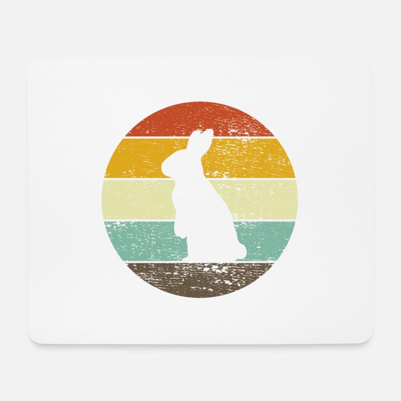 Hase Hasen Kaninchen Osterhase Retro Geschernk - Mousepad (Querformat) - Weiß