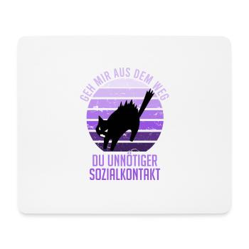 Unnötiger Sozialkontakt lustiger Spruch Katze - Mousepad (Querformat) - Weiß - Vorne