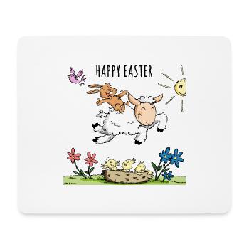Osterhase reitet auf einen Schaf - Mousepad (Querformat) - Weiß - Vorne