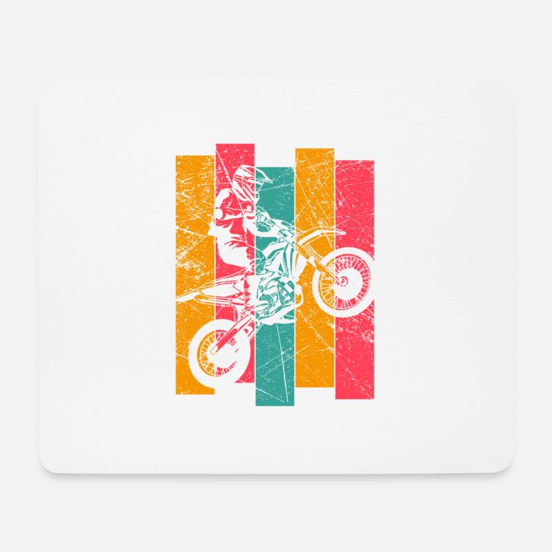 Vintage Motocross Enduro Motorradfahrer Männer - Mousepad (Querformat) - Weiß