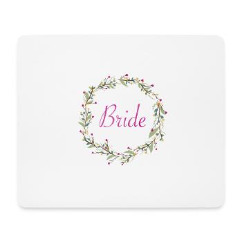 Brautkranz Pink Schriftzug - Mousepad (Querformat) - Weiß - Vorne