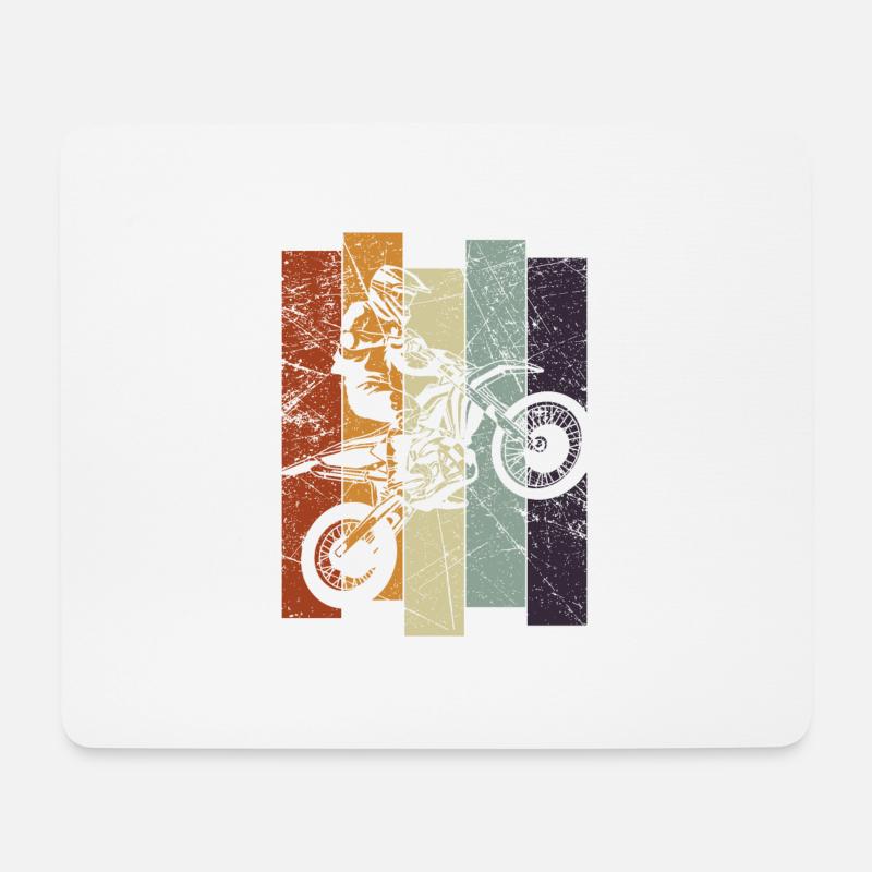 Vintage Motorcross Dirtbike Enduro Motorradfahrer - Mousepad (Querformat) - Weiß