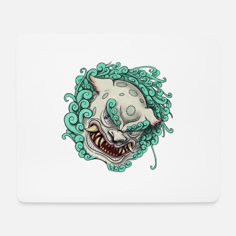 Tibetischer Schneelöwe - Mousepad (Querformat) - Weiß