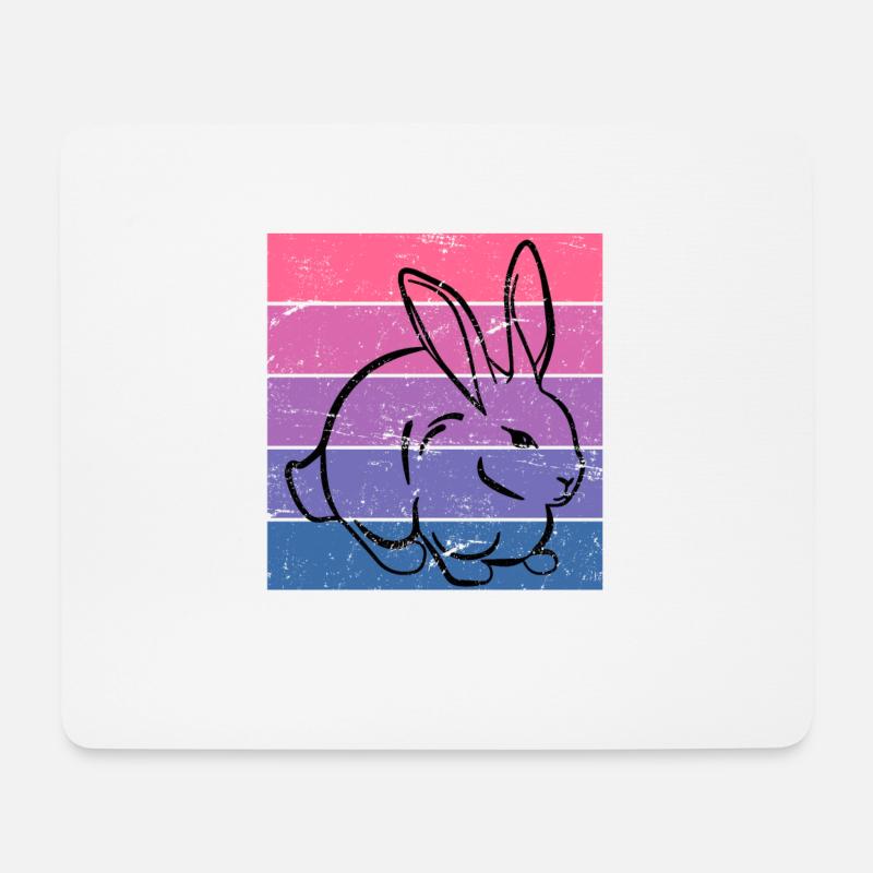 Kaninchen Frauen Geschenk Retro Hase Haustier - Mousepad (Querformat) - Weiß