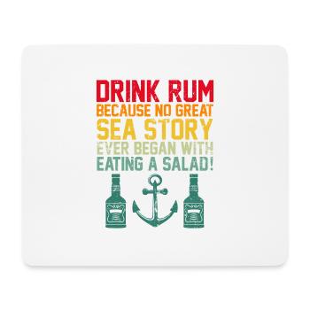 Seefahrer Spruch Trink Rum Vintage Anker - Mousepad (Querformat) - Weiß - Vorne