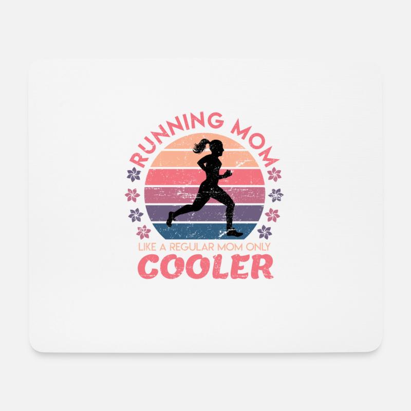 Cool Running Mom Marathon Frauen Vintage Geschenk - Mousepad (Querformat) - Weiß