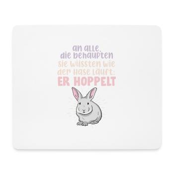 Lustiger Hasen Spruch der Hase hoppelt - Mousepad (Querformat) - Weiß - Vorne