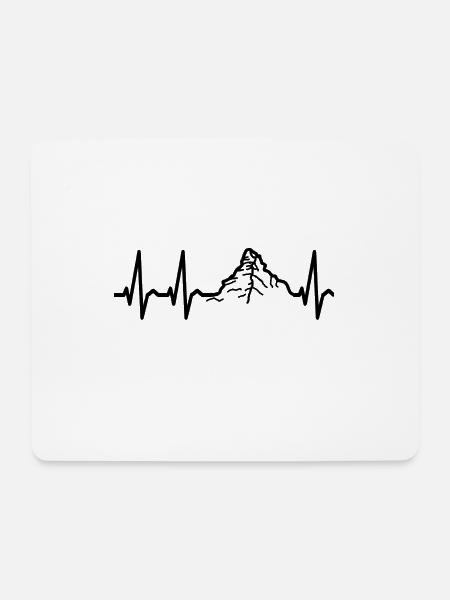 Heartbeat Mountain für weiß - Mousepad (Querformat) - Weiß