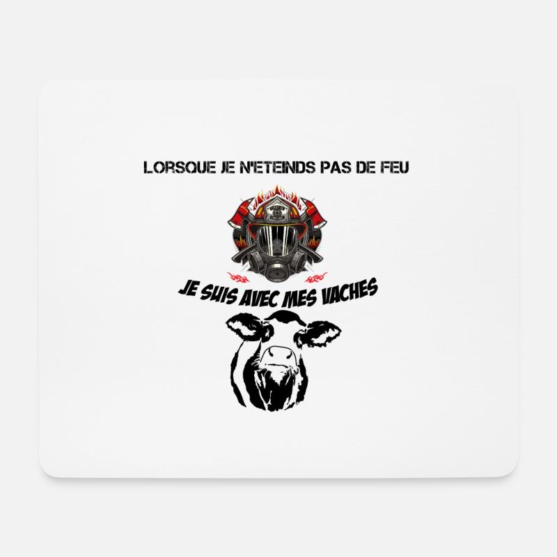 Feuerwehrmann mit meinen Kühen - Mousepad (Querformat) - Weiß