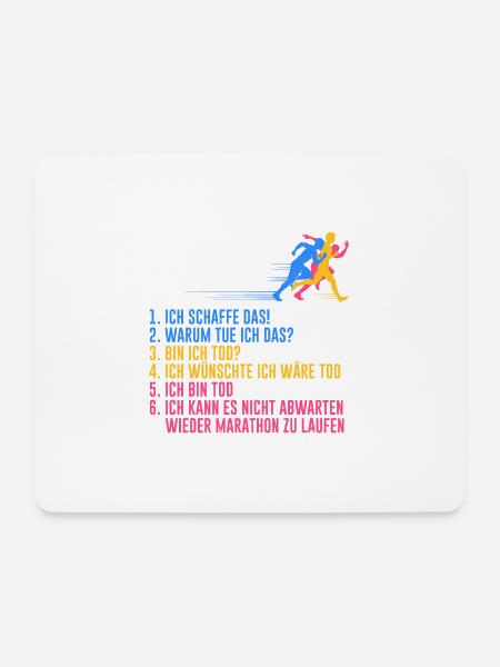 6 Stufen eines Marathons Läufer Geschenk Running - Mousepad (Querformat) - Weiß
