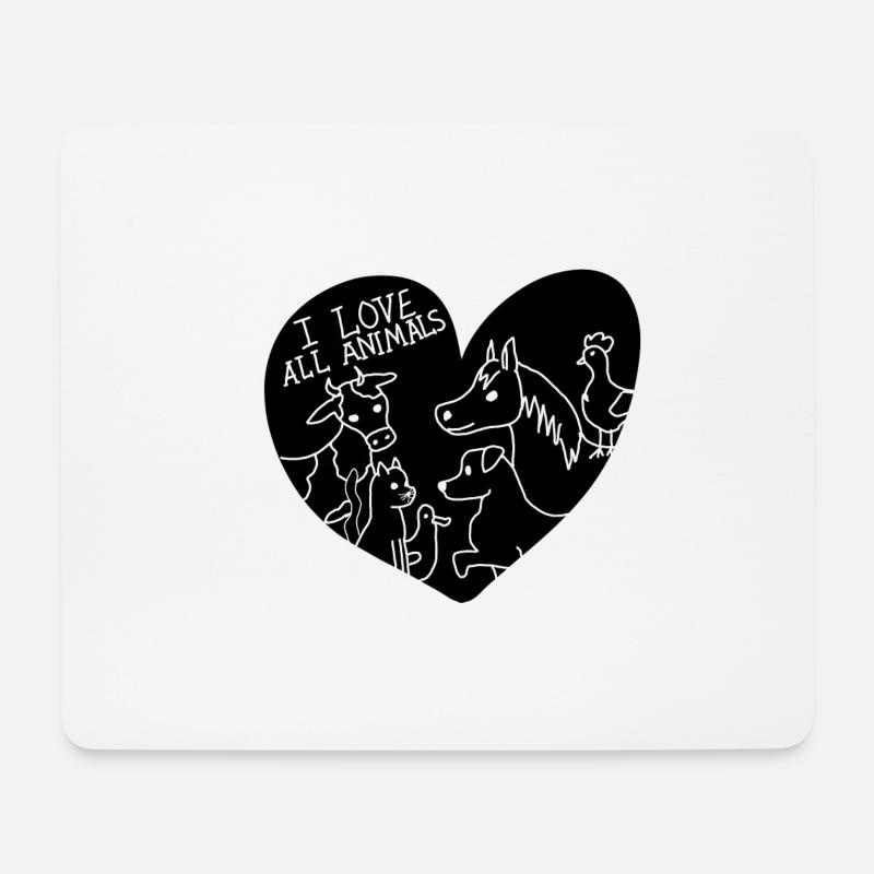I Love all Animals - Mousepad (Querformat) - Weiß