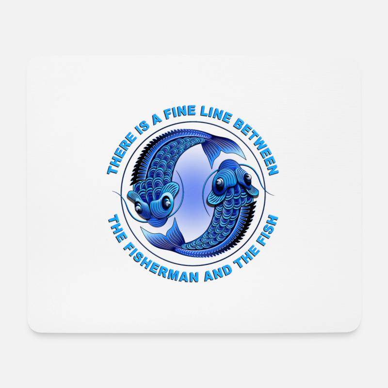 Der Fischer und der Fisch - Mousepad (Querformat) - Weiß