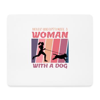 Unterschätze niemals eine Frau mit Hund Canicross - Mousepad (Querformat) - Weiß - Vorne