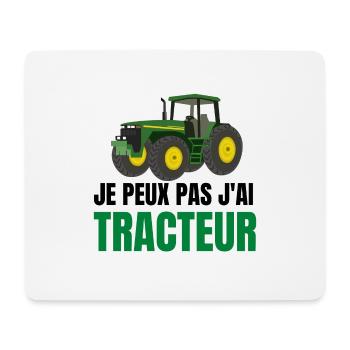 je peux pas j'ai tracteur vert t shirt humour - Tapis de souris (format paysage) - blanc - Devant