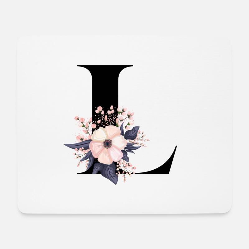 Buchstabe L blühend - Mousepad (Querformat) - Weiß