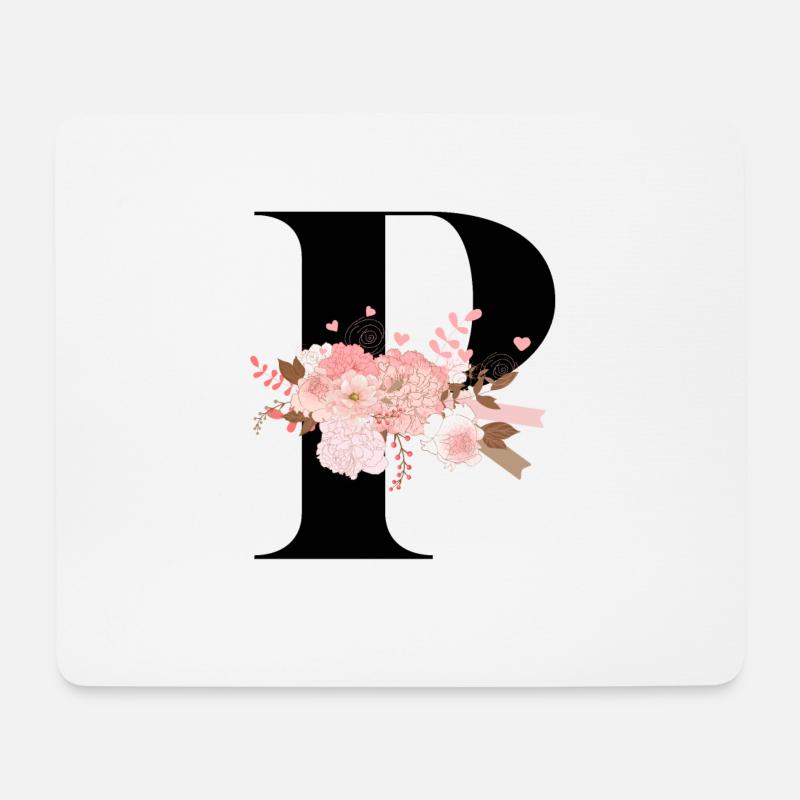 Buchstabe P blühend - Mousepad (Querformat) - Weiß