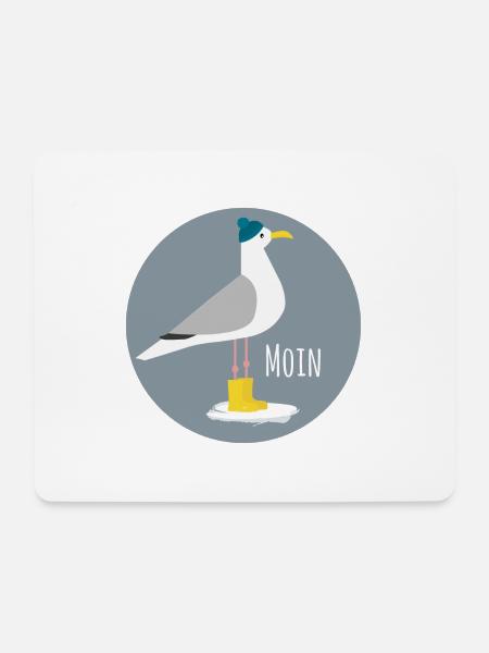 Möwe Winteroutfit - Mousepad (Querformat) - Weiß