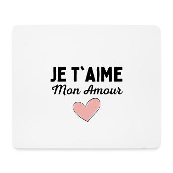 je t'aime mon amour coeur t shirt love - Tapis de souris (format paysage) - blanc - Devant