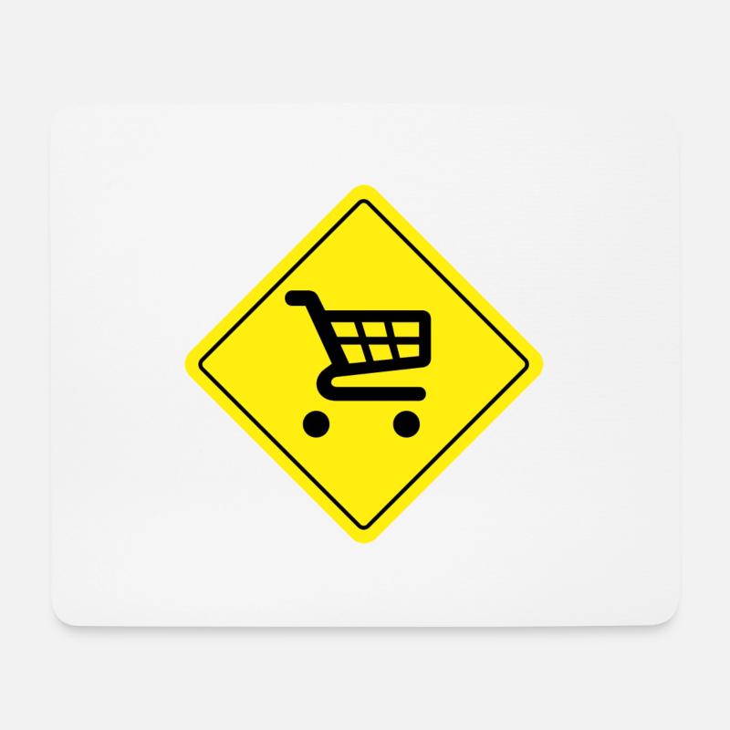 Gelbe Beschilderung Einkaufswagen Supermarkt - Mousepad (Querformat) - Weiß