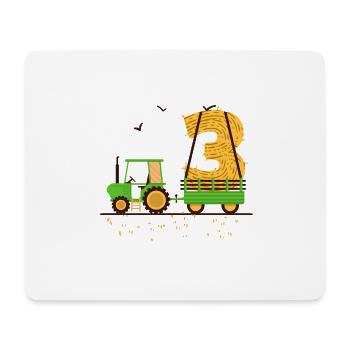 Tractor with pendant 3rd birthday gift three - Mouse Pad (horizontal) - white - Front