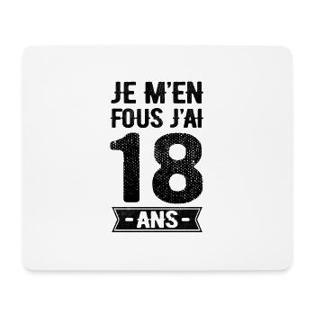 JE M'EN FOUS J'AI 18 ANS - Tapis de souris (format paysage) - blanc - Devant