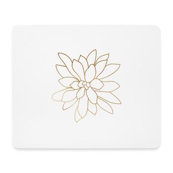 Gold Foliage Flower Line Art - Mouse Pad (horizontal) - white - Front