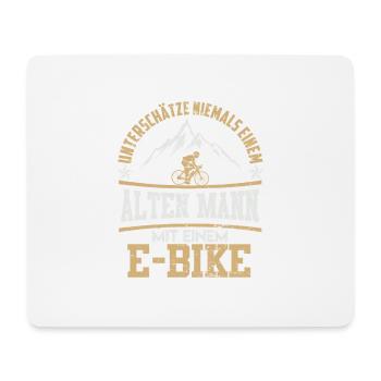 Alter Mann E-Bike Geschenk Berge Fahrrad - Mousepad (Querformat) - Weiß - Vorne