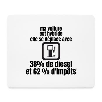 ma voiture est hybride, citation humour cadeau - Tapis de souris (format paysage) - blanc - Devant