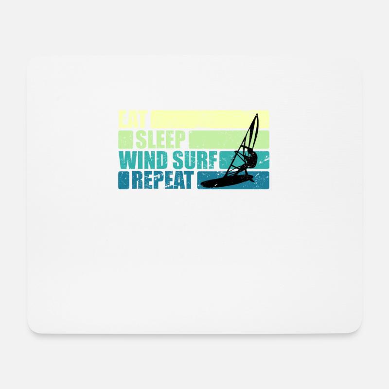 Vintage Windsurfer Geschenk Eat Sleep Windsurf - Mousepad (Querformat) - Weiß