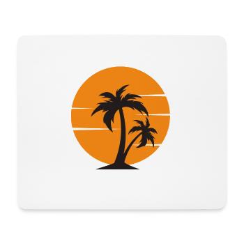 coucher de soleil avec palmier - Tapis de souris (format paysage) - blanc - Devant