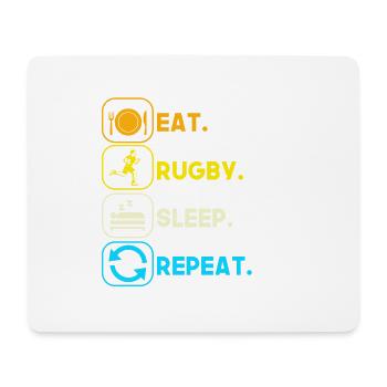 eat sleep rugby repeat - Mousepad (Querformat) - Weiß - Vorne