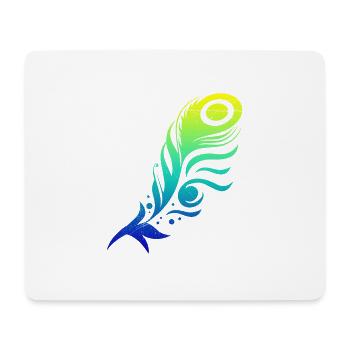 Pfauenfeder Feder Tribal Tattoo Geschenkidee - Mousepad (Querformat) - Weiß - Vorne
