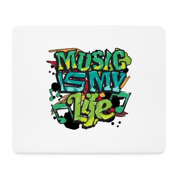 Music is My Life text art - Graffiti grunge style - Tapis de souris (format paysage) - blanc - Devant