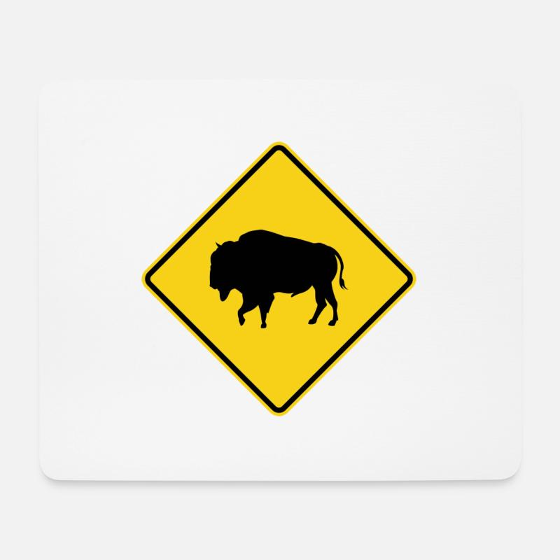 Bison Warnschild - Mousepad (Querformat) - Weiß