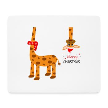 Girafe drôle Merry Christmas - Tapis de souris (format paysage) - blanc - Devant