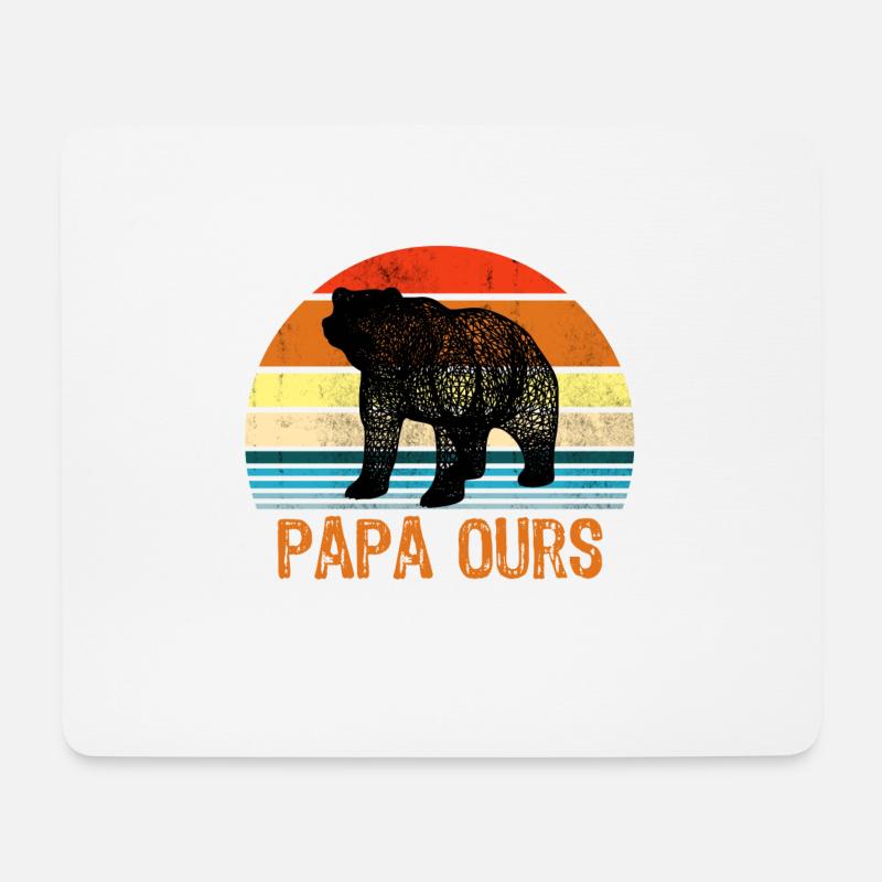 Mann Papa Bär - Mousepad (Querformat) - Weiß