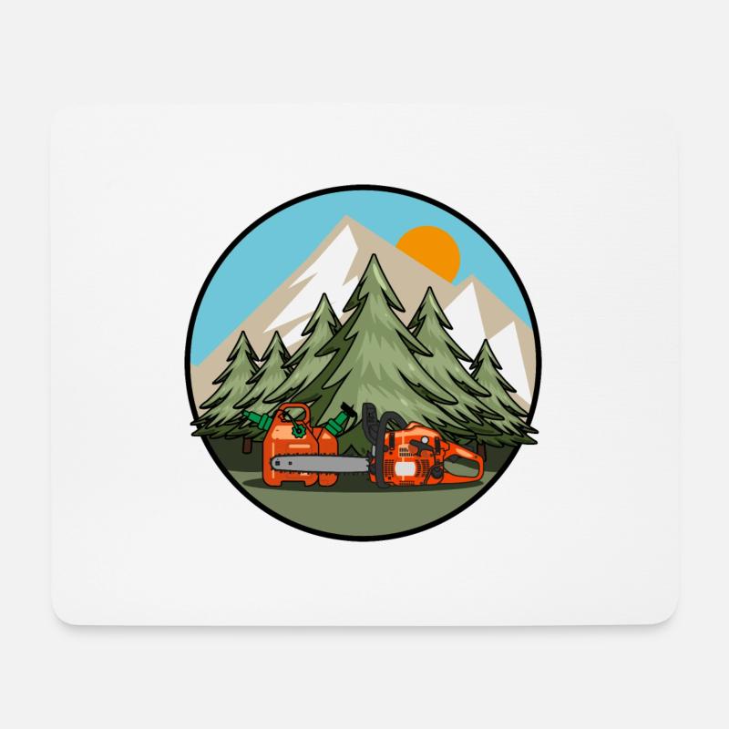 Kettensäge - Natur - Mousepad (Querformat) - Weiß
